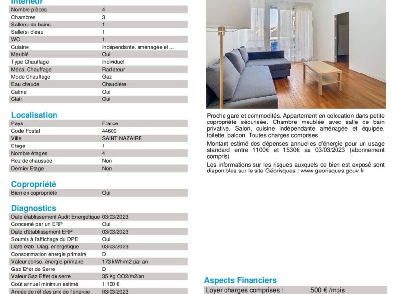 Colocation 3 chambres St-Nazaire 85m²