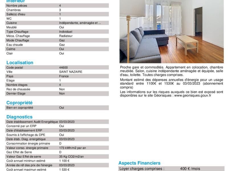 Colocation 3 chambres St-Nazaire 85m²