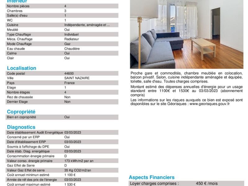 Colocation 3 chambres St-Nazaire 85m²