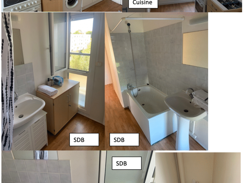 Colocation meublée T4, 75 m2 avec Balcon (1 Chambre dispo) 475€CC – Saint-Nazaire, Rue Julie Daubié