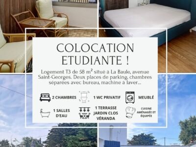 Colocation 2 personnes 58m² La Baule