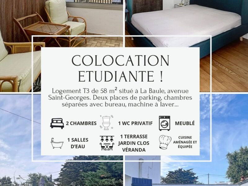 Colocation 2 personnes 58m² La Baule